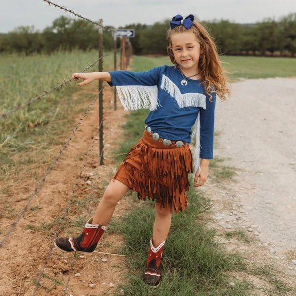 SHEA BABY SUEDE FRINGE SKIRT