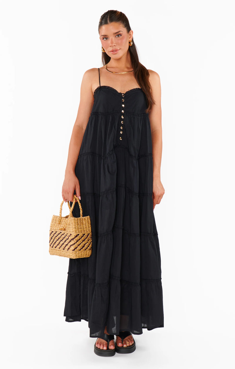 Show Me Your Mumu Gracie Midi Dress Black Voile