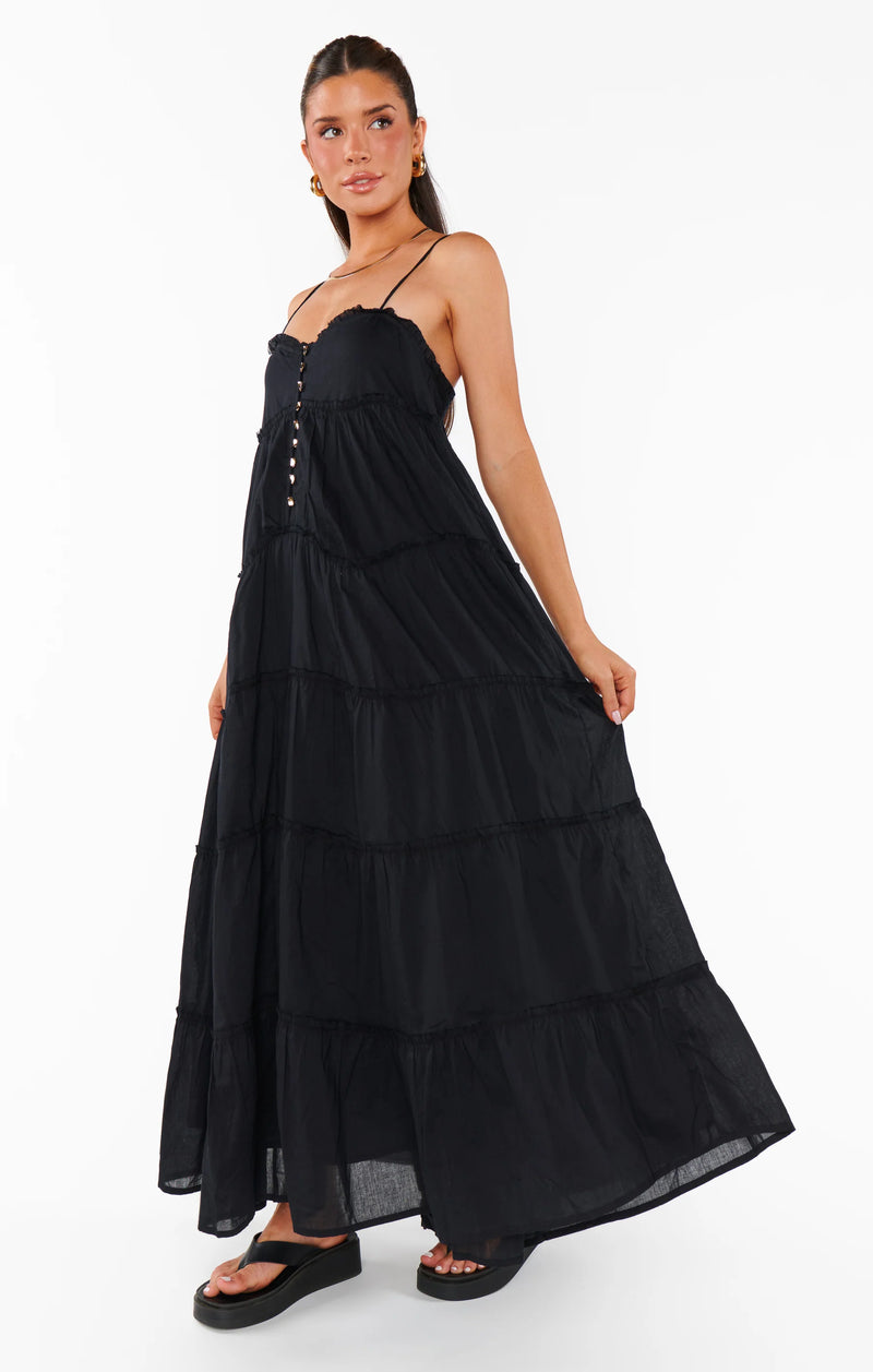 Show Me Your Mumu Gracie Midi Dress Black Voile