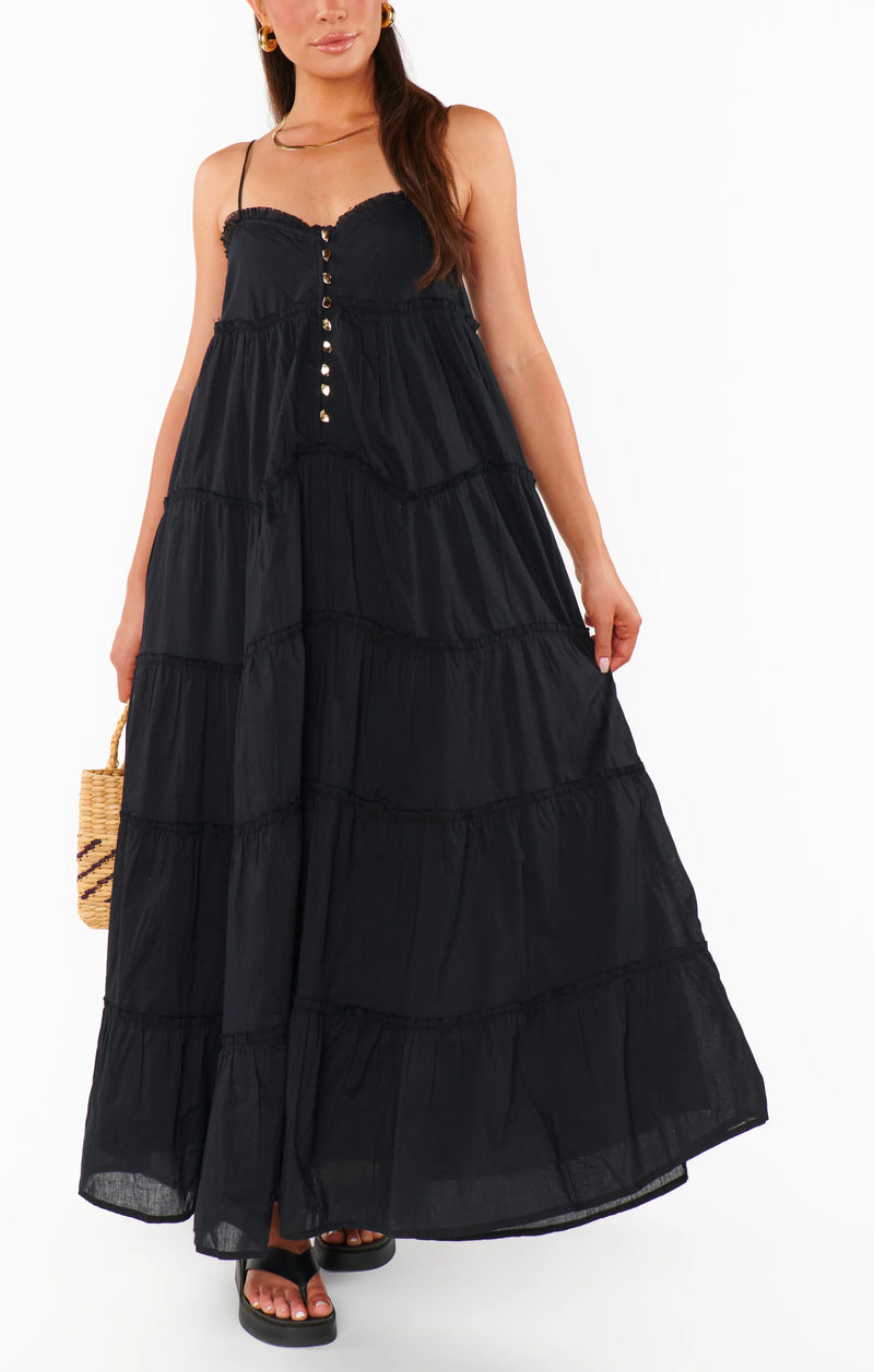 Show Me Your Mumu Gracie Midi Dress Black Voile