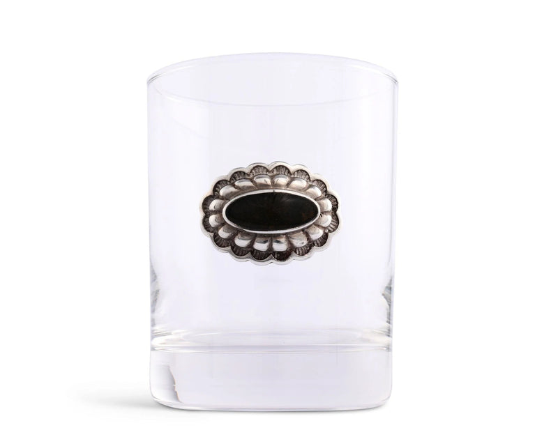 Double old fashion glass with concho embellishment and stone in the center