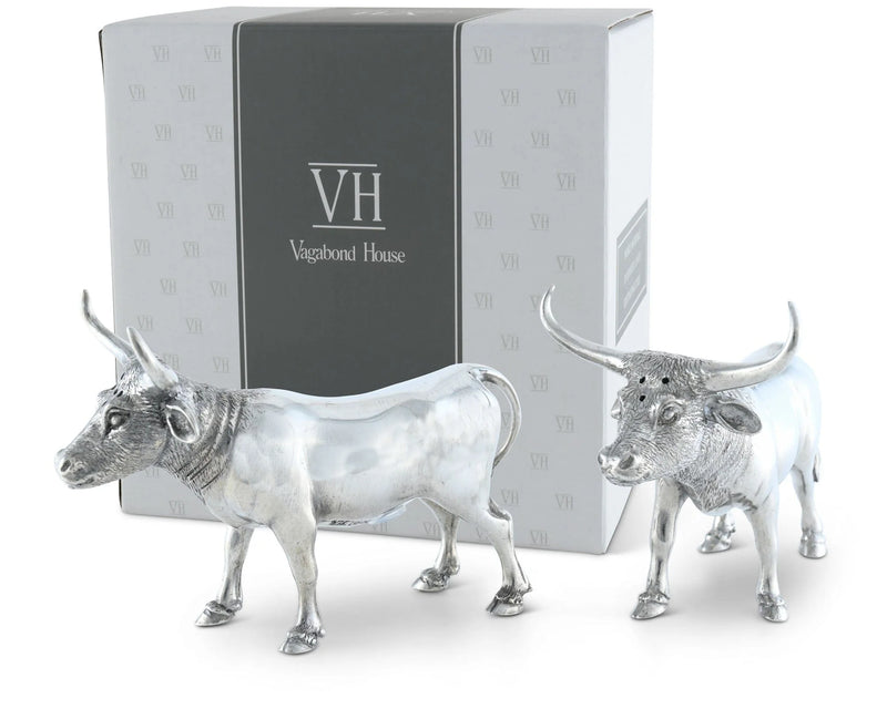 Vagabond House Pewter Steers Salt & Pepper Set