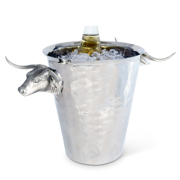 VAGABOND HOUSE Steel Ice Bucket with Long Horn Steer Handles