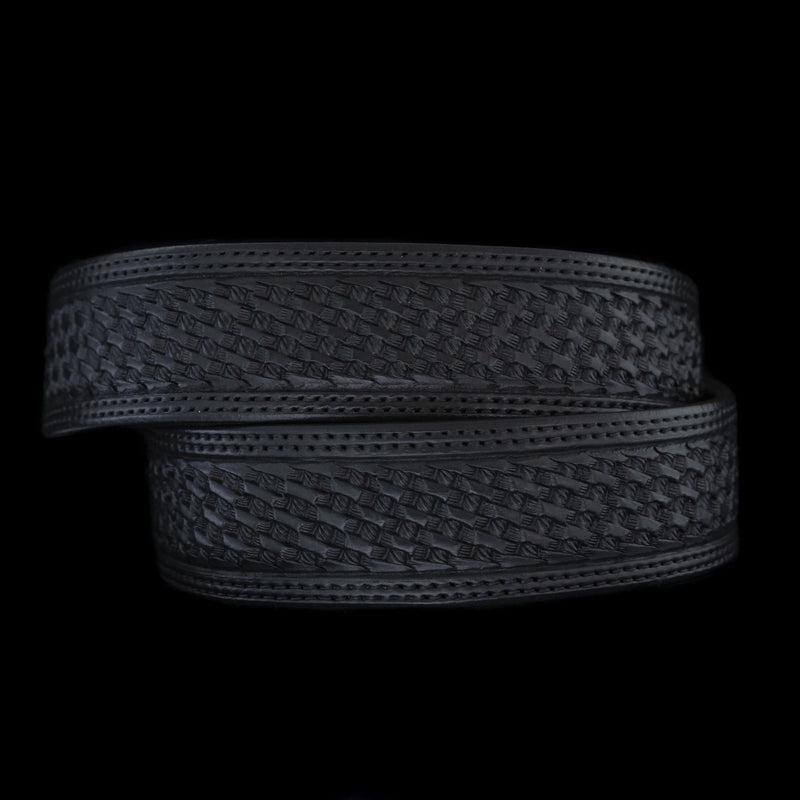 Black textured belt on a black background