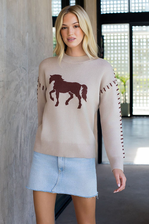 THML Single Horse Brown Sweater 