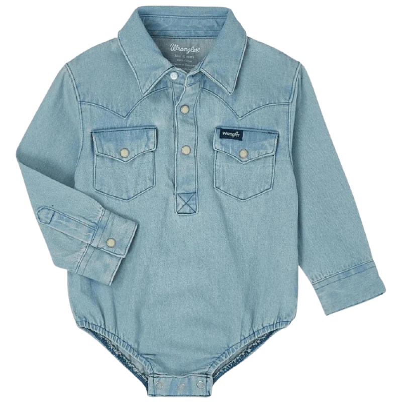 WRANGLER INFANT BOYS' LONG SLEEVE COLLARED ONESIE 