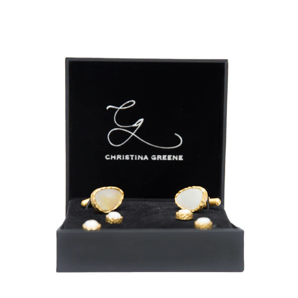 CHRISTINA GREENE Men Cufflink and Stud Set- Pearl