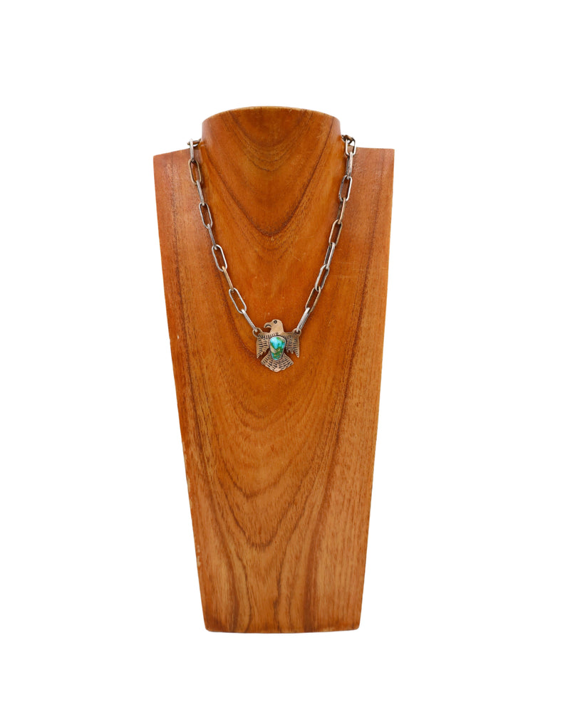 LOVE TOKENS MIXED METAL THUNDERBIRD TURQUOISE MELODY NECKLACE