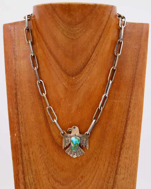 LOVE TOKENS MIXED METAL THUNDERBIRD TURQUOISE MELODY NECKLACE