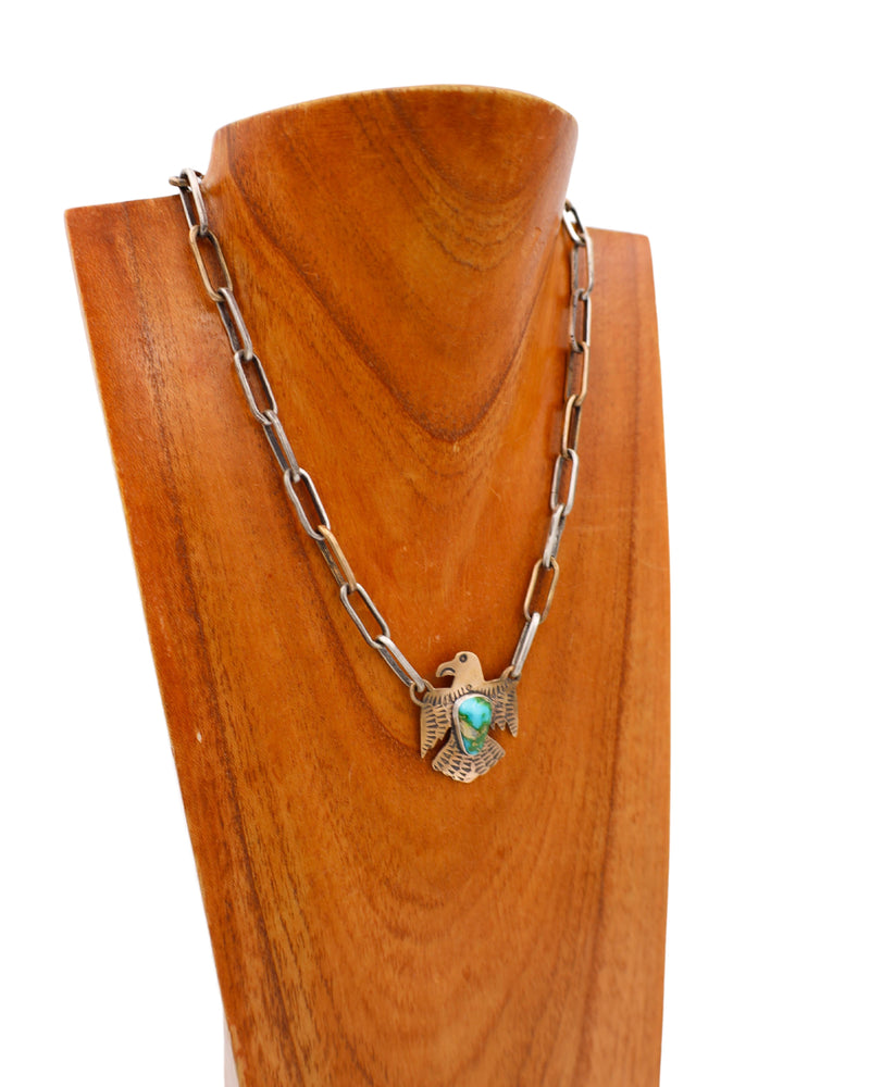 LOVE TOKENS MIXED METAL THUNDERBIRD TURQUOISE MELODY NECKLACE