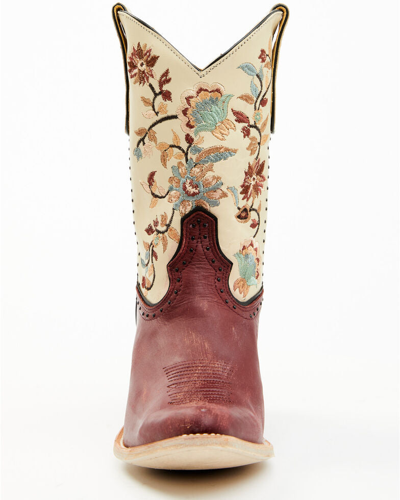 Yippee Ki Yay Women's Bruni Floral Embroidered Studded Western Leather Booties