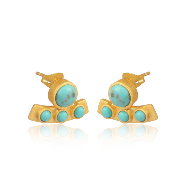 CHRISTINA GREENE TURQUOISE CURVED BAR STUDS EARRINGS