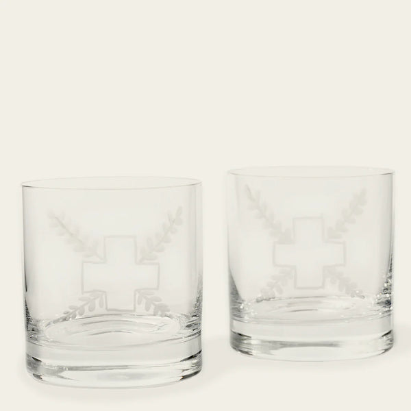 JAN BARBOGLIO IMPERIO ENGRAVED SET OF 2 GLASSES