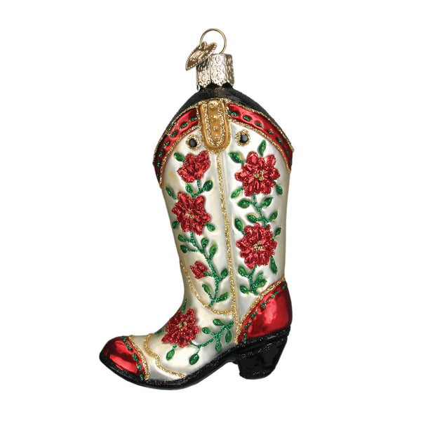 CHRISTMAS COWGIRL BOOT ORNAMENT