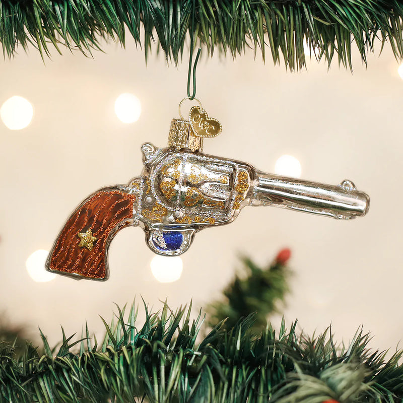 WESTERN REVOLVER CHRISTMAS ORNAMENT