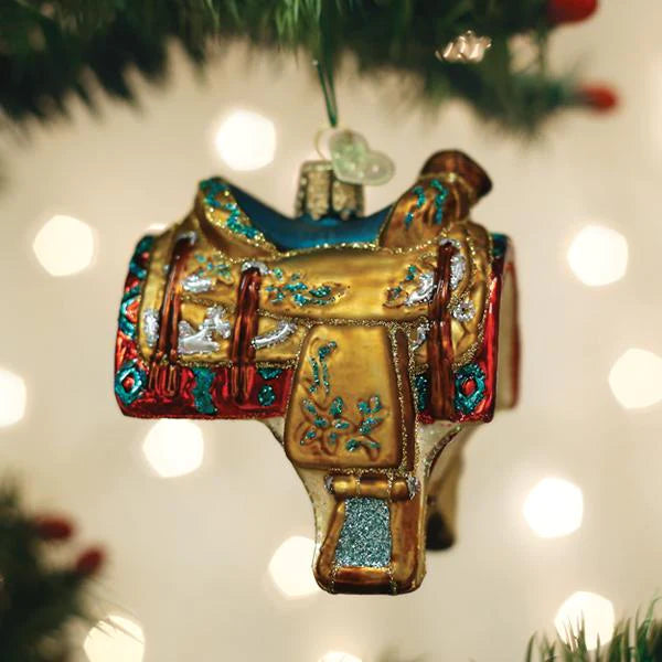 WESTERN SADDLE CHRISTMAS ORNAMENT