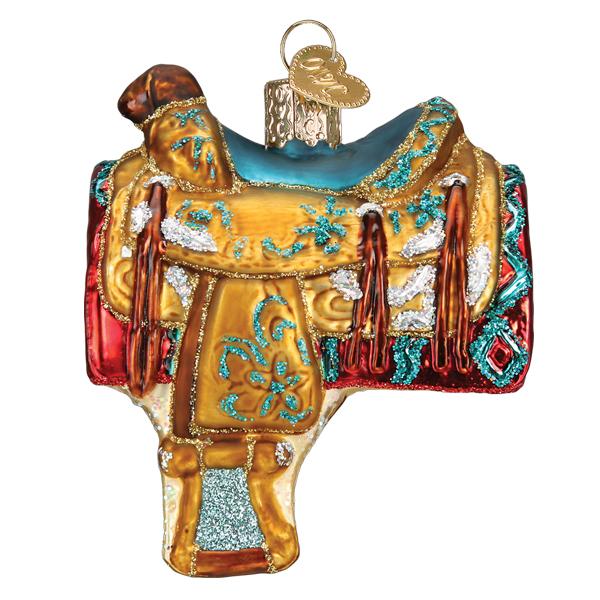 WESTERN SADDLE CHRISTMAS ORNAMENT