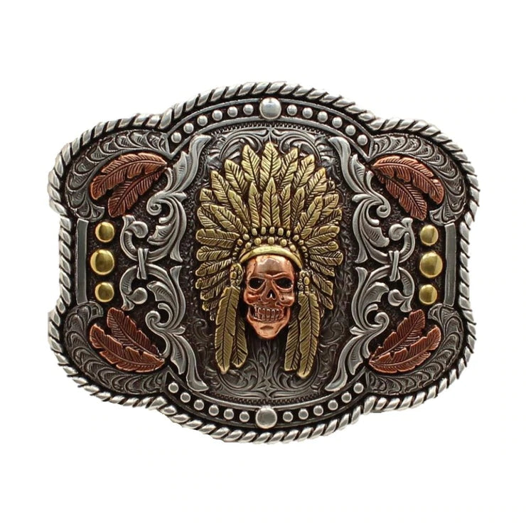 SKULL IN HEADDRESS BUCKLE