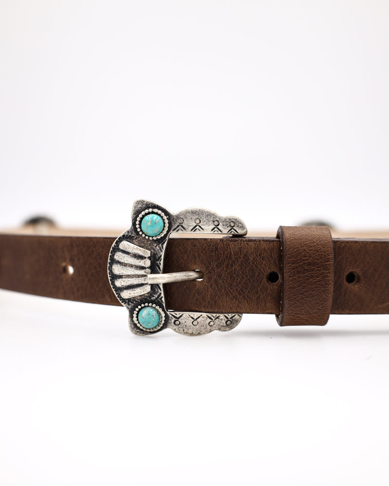 CONCHO WITH TURQUOISE STONES BELT