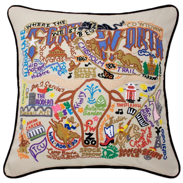 Catstudio Embroidered Fort Worth Pillow