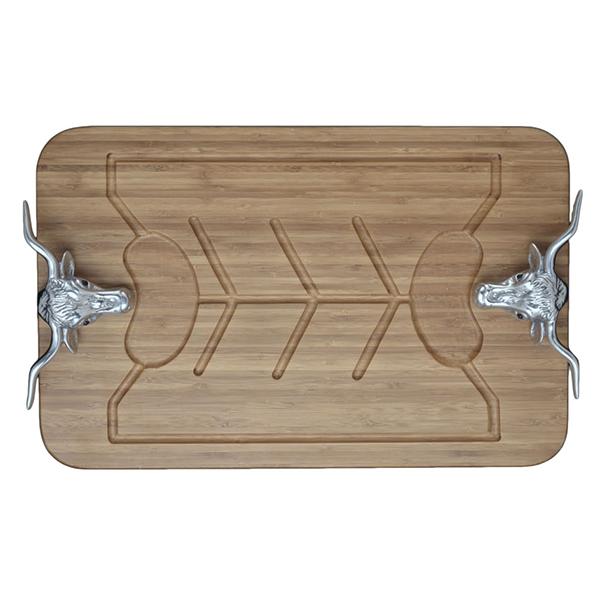 ARTHUR COURT LONGHORN BAMBOO CARVING TRAY