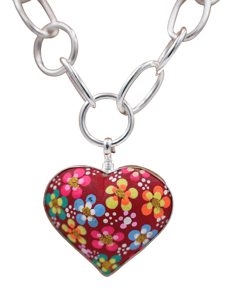 COREEN CORDOVA RED HEART MULTICOLOR FLOWERS