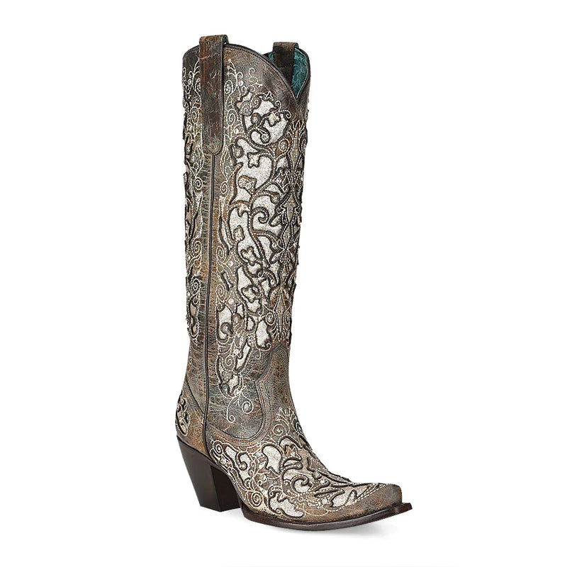CORRAL WOMEN'S GLITTER EMBROIDERED STUDS CRYSTL BOOT