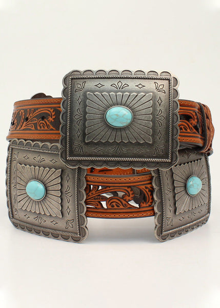 CUTOUT WITH CONCHO TURQUOISE STONE BELT – Maverick Fine  display picture 1
