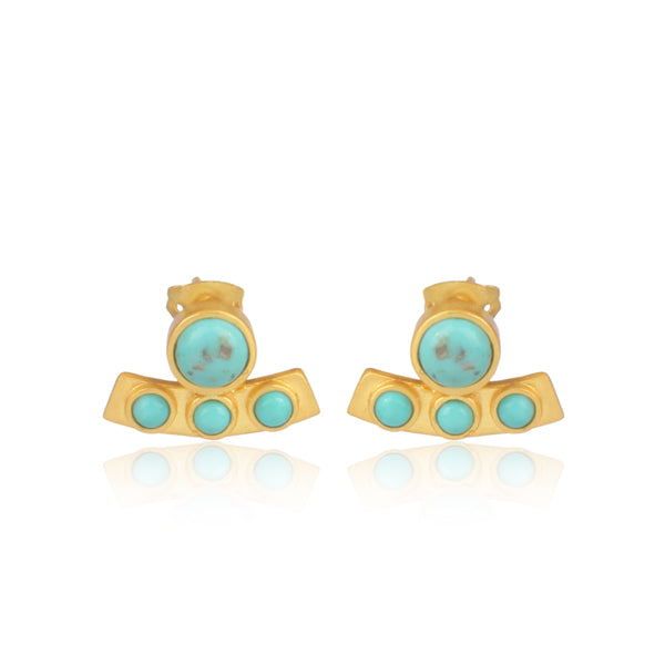 CHRISTINA GREENE TURQUOISE CURVED BAR STUDS EARRINGS