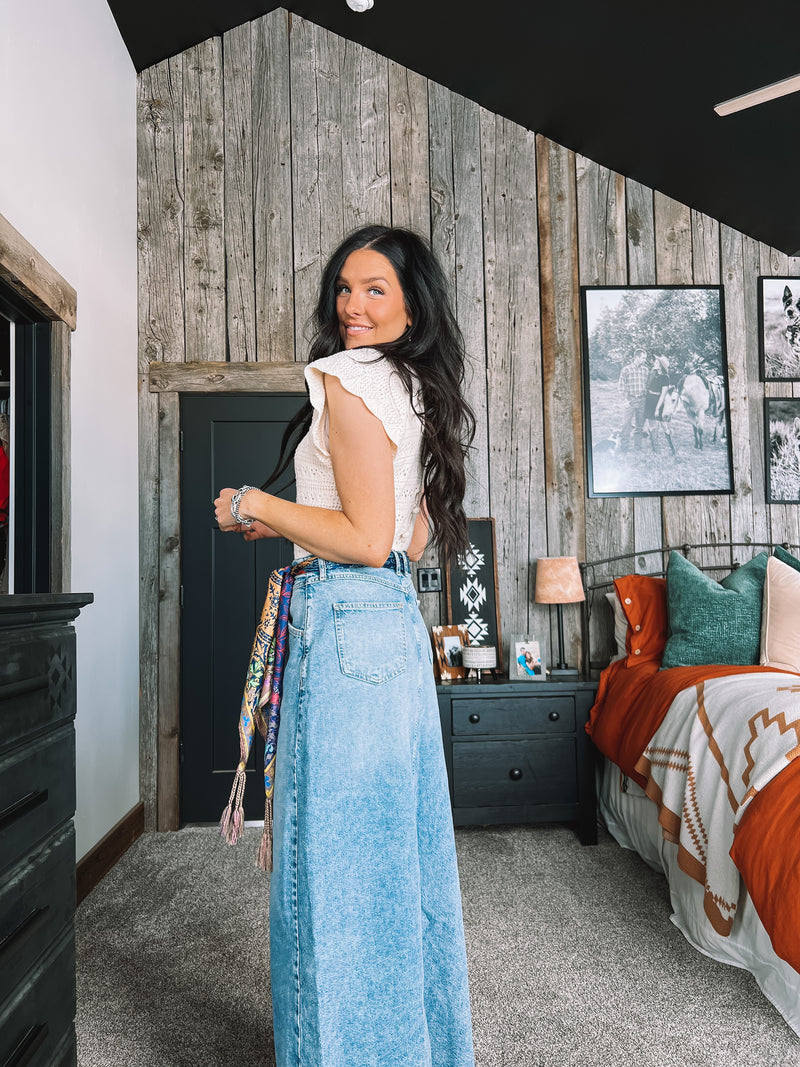 FREE PEOPLE COME AS YOU ARE DENIM SKIRT