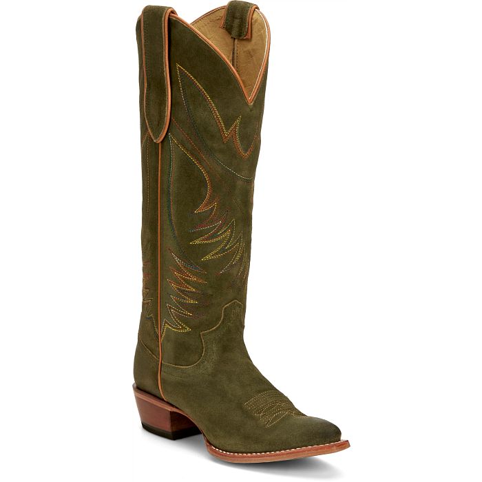JUSTIN WOMEN'S CLARA OLIVE SUEDED BOOT