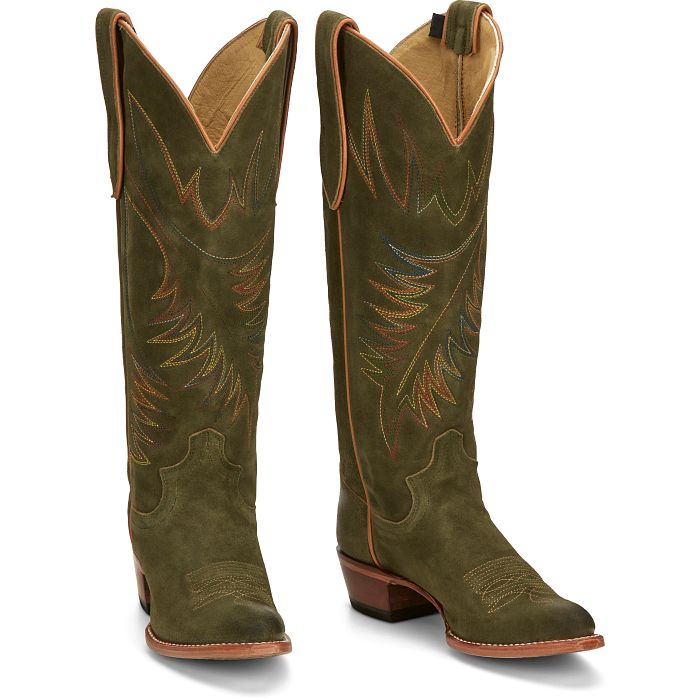 JUSTIN WOMEN'S CLARA OLIVE SUEDED BOOT