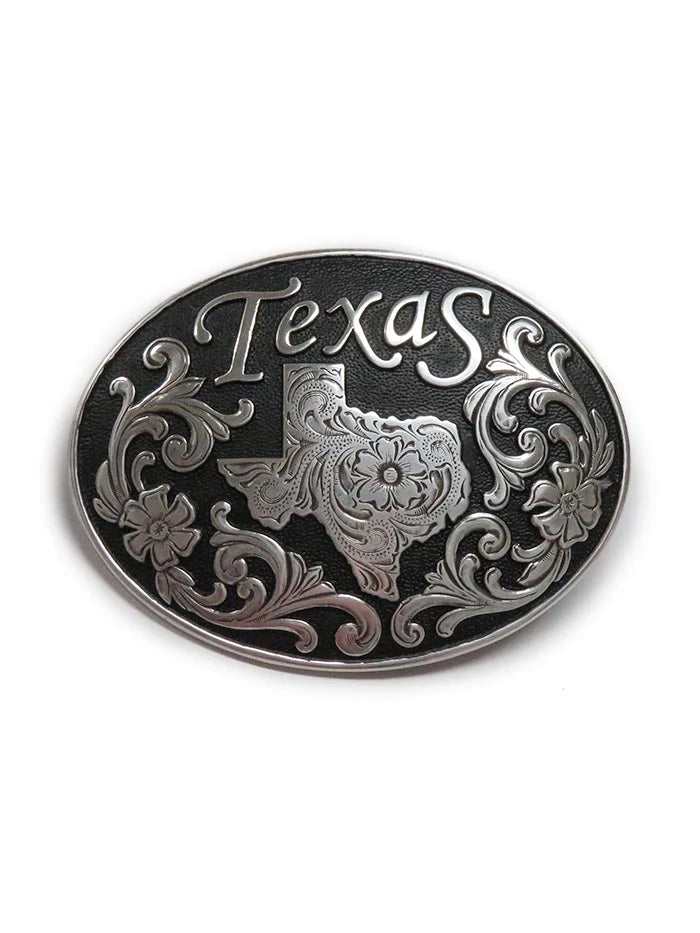 OVAL TX STATE FLORAL BUCKLE