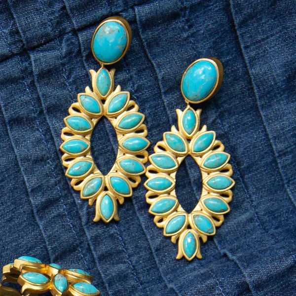 CHRISTINA GREENE WATER LILY DROP EARRINGS - TURQUOISE