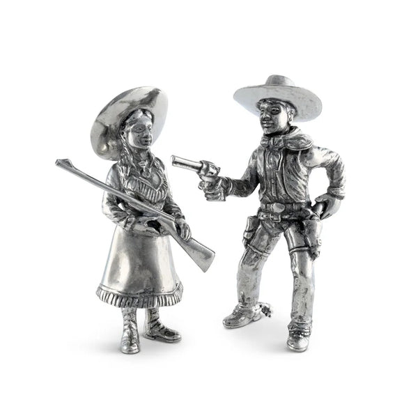 VAGABOND HOUSE COWGIRL AND COWBOY SALT & PEPPER SHAKERS