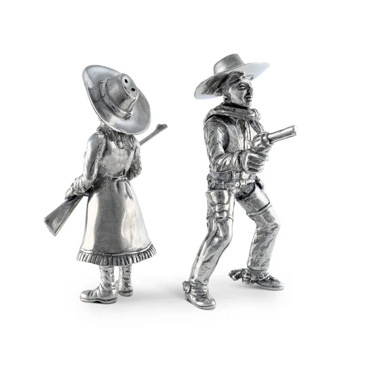 VAGABOND HOUSE COWGIRL AND COWBOY SALT & PEPPER SHAKERS
