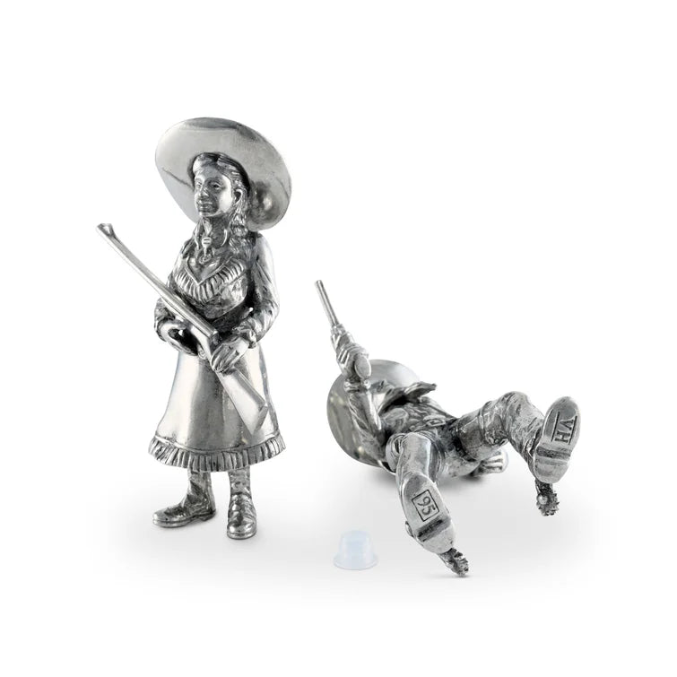 VAGABOND HOUSE COWGIRL AND COWBOY SALT & PEPPER SHAKERS