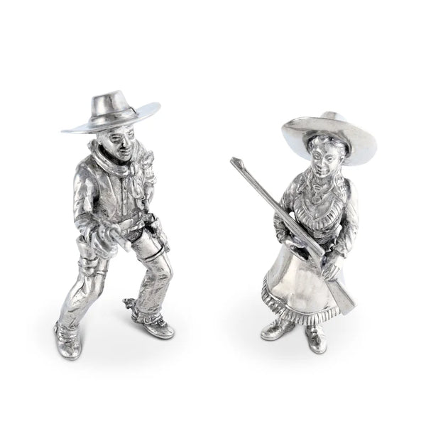 VAGABOND HOUSE COWGIRL AND COWBOY SALT & PEPPER SHAKERS
