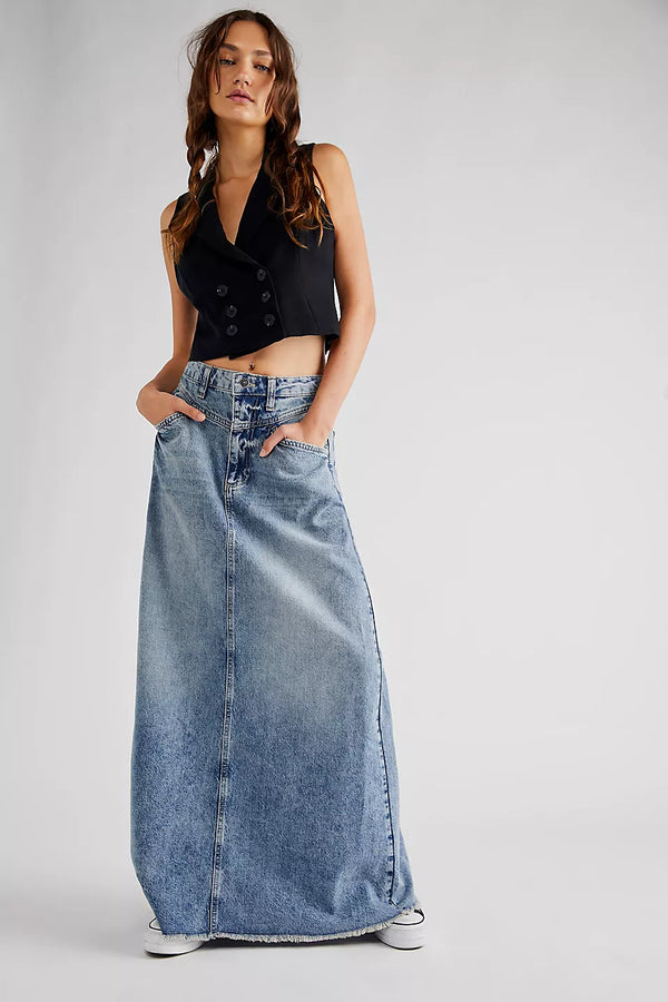 FREE PEOPLE COME AS YOU ARE DENIM SKIRT