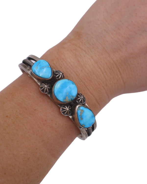 Round and Teardrop Turquoise Cuff