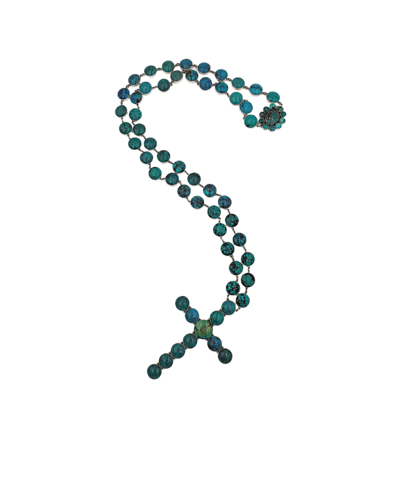 FEDERICO EXTRA LARGE CROSS WITH TURQUOISE NECKLACE