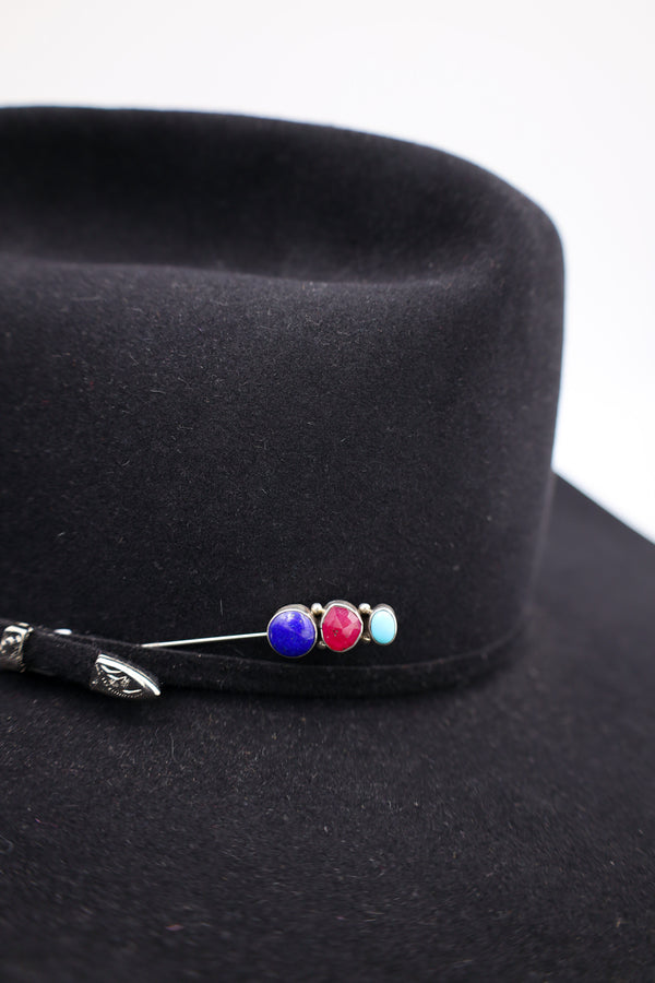 Peyote Bird Turquoise, Purple and Blue Stick Hat Pin
