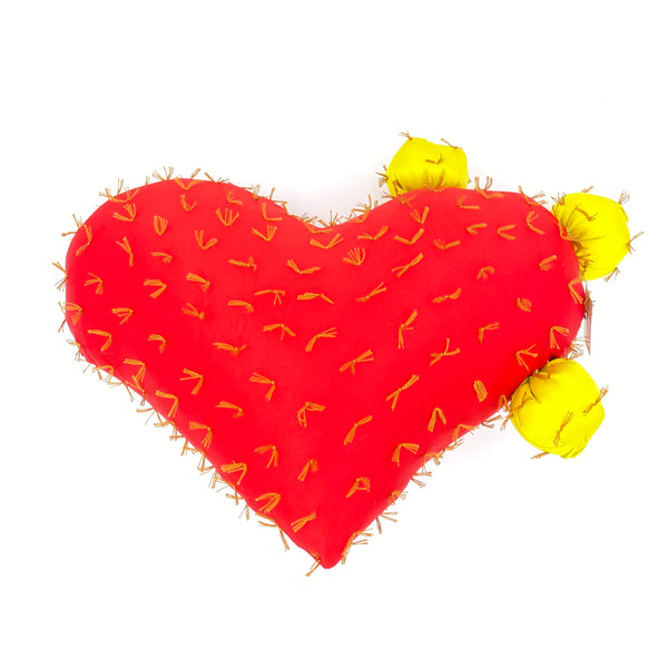 Large Heart-Shaped Cactus Pillow