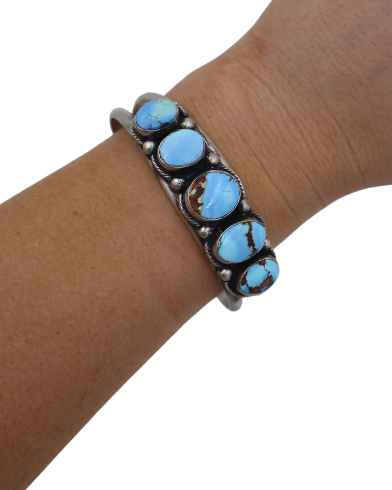 5 Blue and Brown Ovals Cuff
