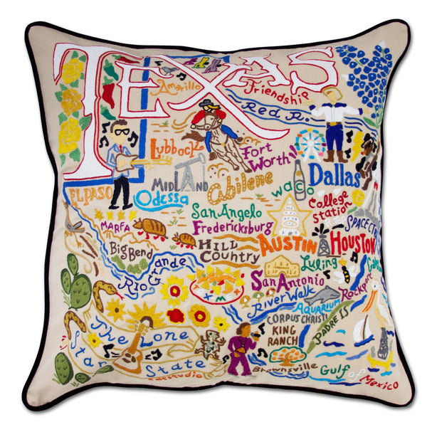 Catstudio Embroidered Lone Star State Pillow